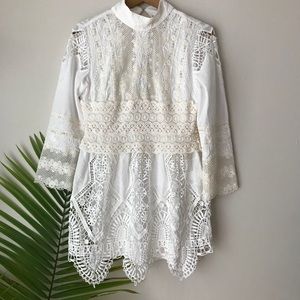 Anna Sui Embroidered Lace Dress Sz 2 S